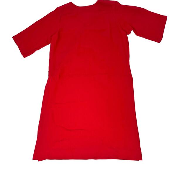 Liz Claiborne Vintage 3/4 Sleeve Midi Shift Dress Back Buttons Red 10 Union Made - Picture 7 of 8
